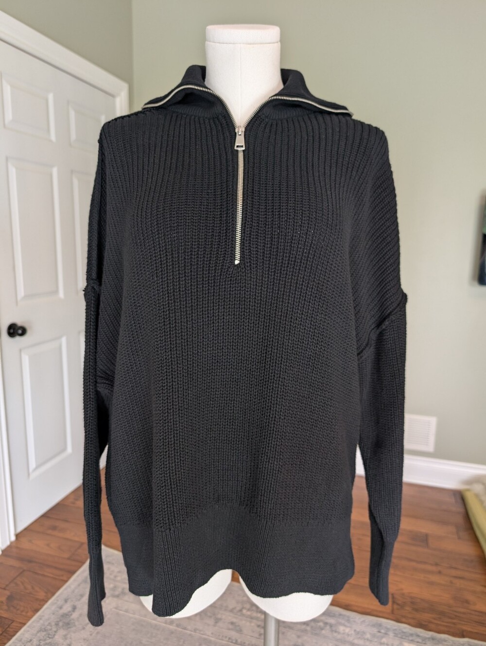 Torrid Women's Black Sweater Quarter Zip Knit Cozy Cotton Size 00 Size 10